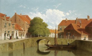 Along the canal in a Dutch town